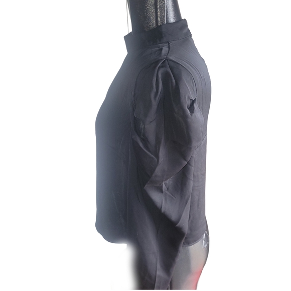 Revamped Black Puff Long Sleeve Cropped Top M - Picture 4 of 6